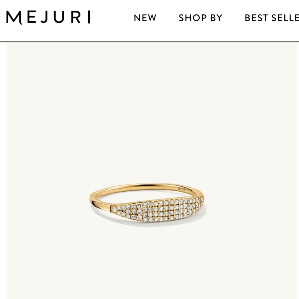 Mejuri Pavé Diamond Slim Signet 14k Solid Gold